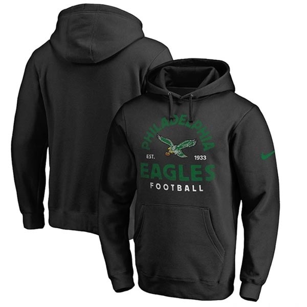 Men's Philadelphia Eagles Black Sideline Pullover Hoodies