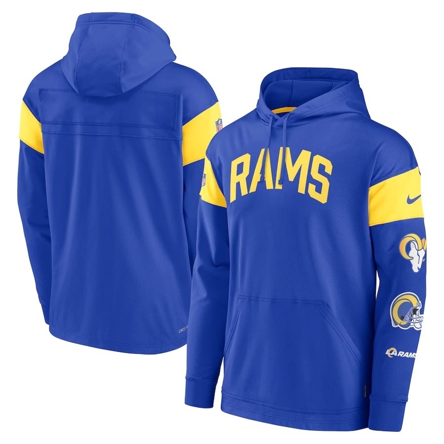 Men's Los Angeles Rams Royal Nike Sideline Athletic Arch Performance Pullover Hoodie