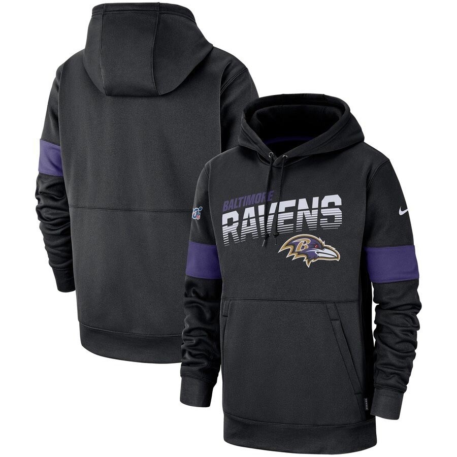 Men's Baltimore Ravens Black Nike Sideline Team Logo Performance Pullover Hoodie