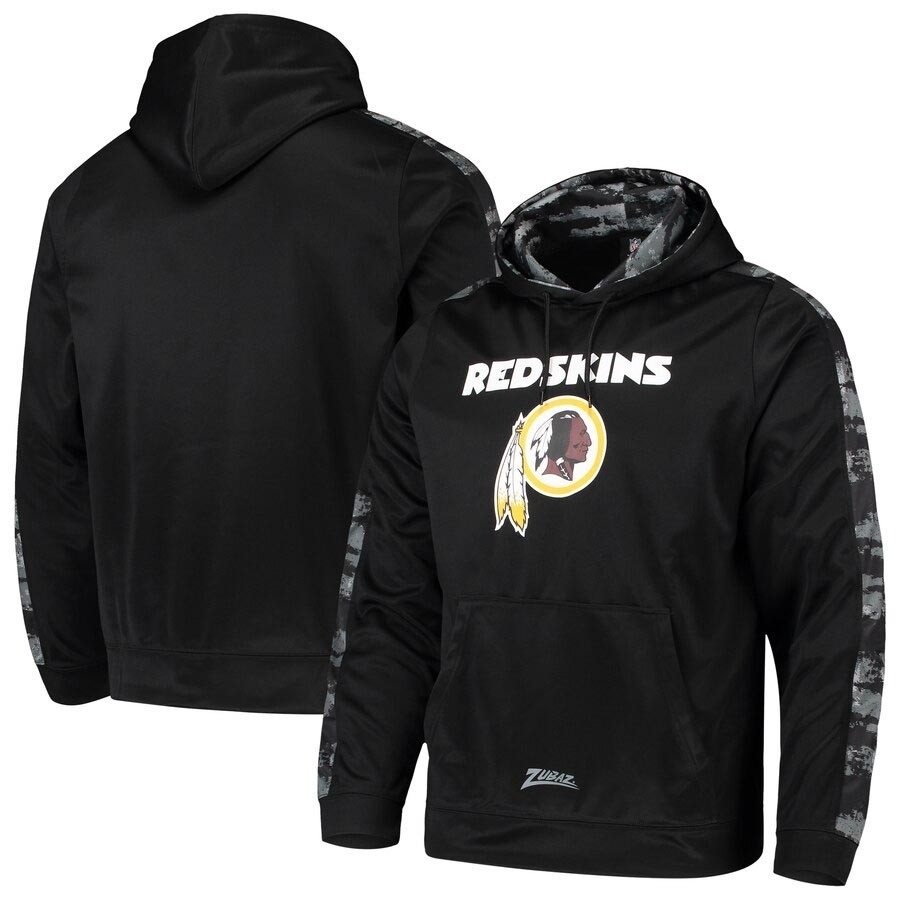 Men's Washington Redskins Zubaz Black Tonal Oxide Pullover Hoodie