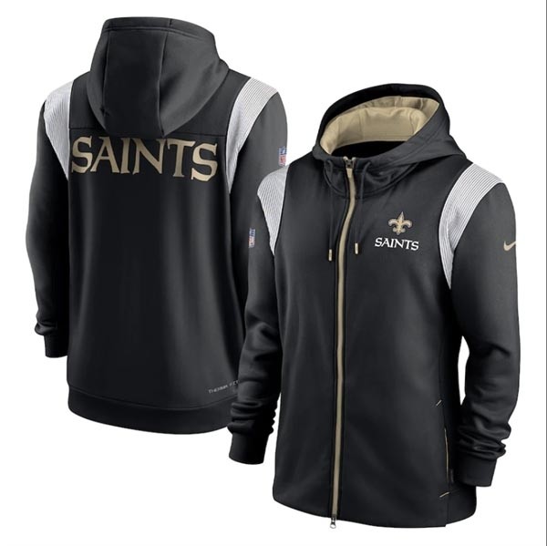 Men's New Orleans Saints Black Zipper Hoodie