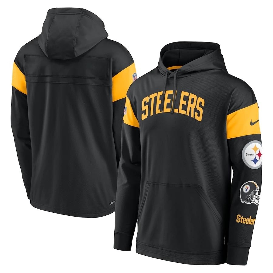 Men's Pittsburgh Steelers Black Nike Sideline Athletic Arch Performance Pullover Hoodie