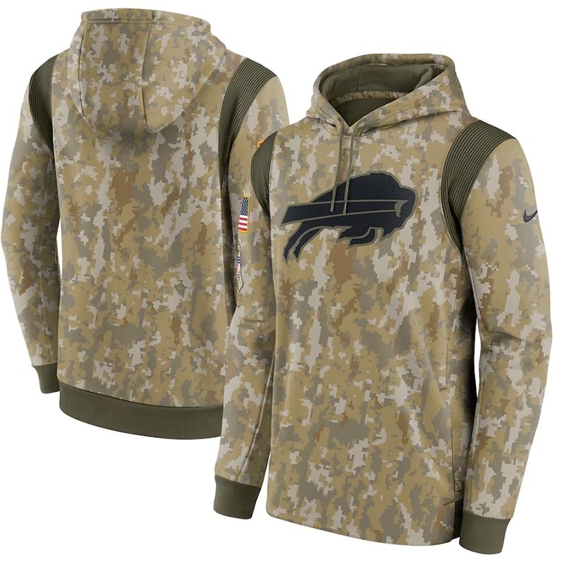 Men's Buffalo Bills Nike Camo 2021 Salute To Service Therma Performance Pullover Hoodie