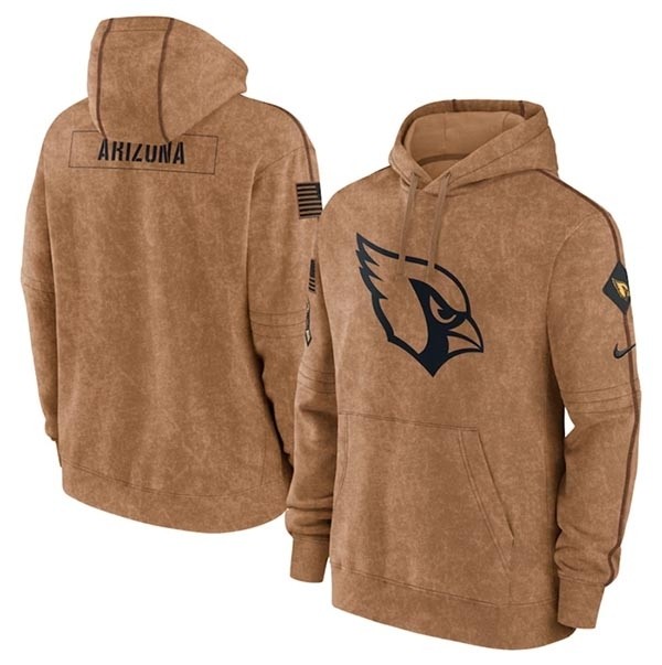 Men's Arizona Cardinals 2023 Brown Salute To Service Pullover Hoodie