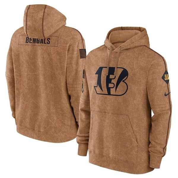 Men's Cincinnati Bengals 2023 Brown Salute To Service Pullover Hoodie