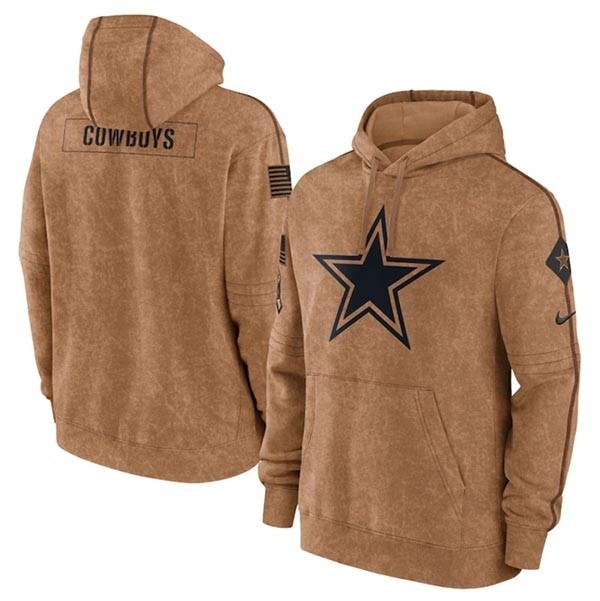 Men's Dallas Cowboys 2023 Brown Salute To Service Pullover Hoodie