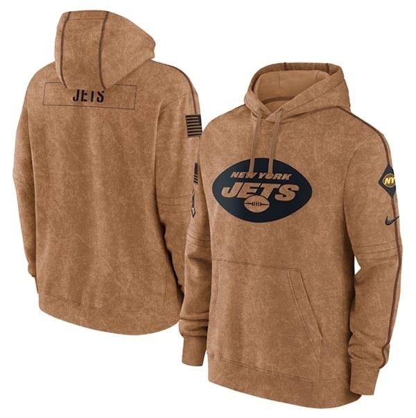 Men's New York Jets 2023 Brown Salute To Service Pullover Hoodie