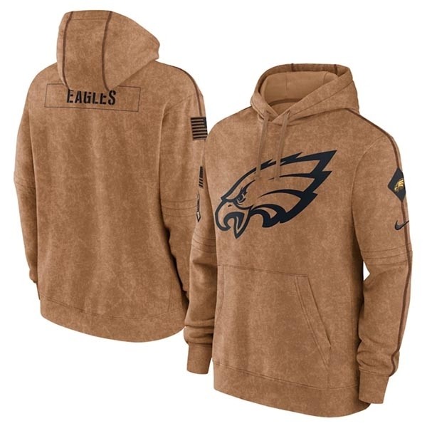 Men's Philadelphia Eagles 2023 Brown Salute To Service Pullover Hoodie