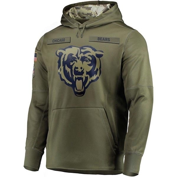 Men's Chicago Bears Army Green Salute To Service Pullover Hoodie