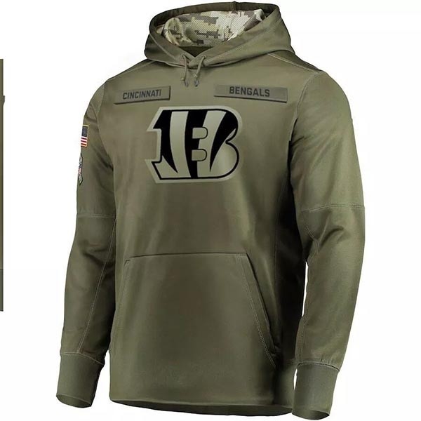 Men's Cincinnati Bengals Army Green Salute To Service Pullover Hoodie