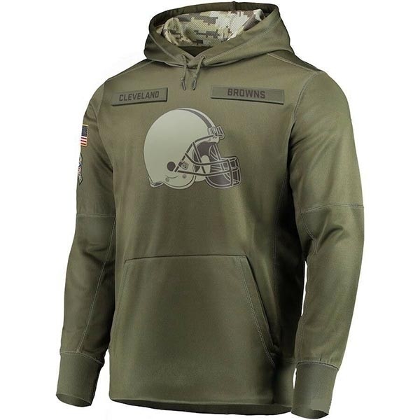 Men's Cleveland Browns Army Green Salute To Service Pullover Hoodie