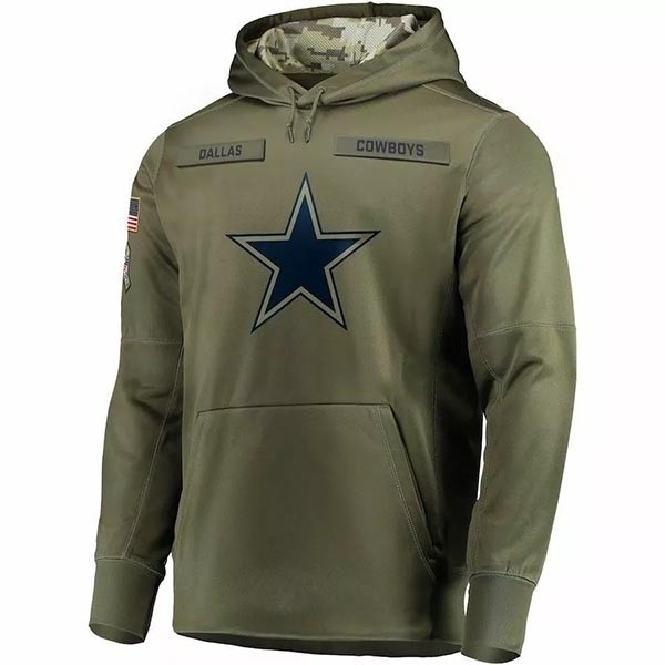 Men's Dallas Cowboys Army Green Salute To Service Pullover Hoodie