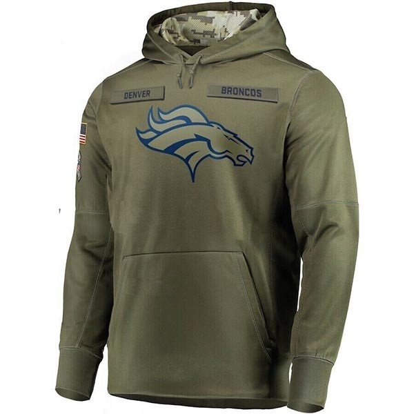 Men's Denver Broncos Army Green Salute To Service Pullover Hoodie