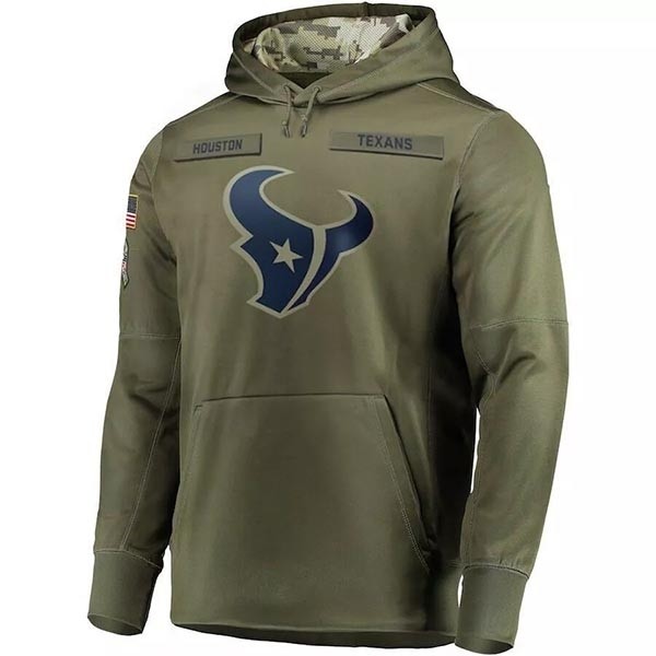 Men's Houston Texans Army Green Salute To Service Pullover Hoodie