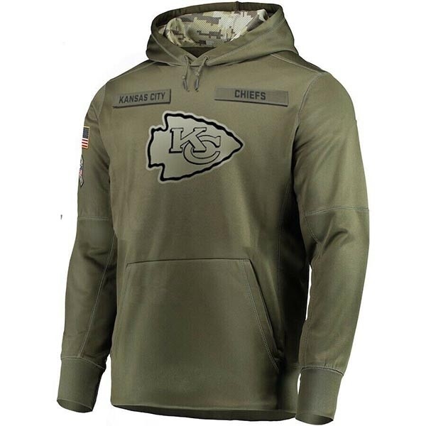 Men's Kansas City Chiefs Army Green Salute To Service Pullover Hoodie