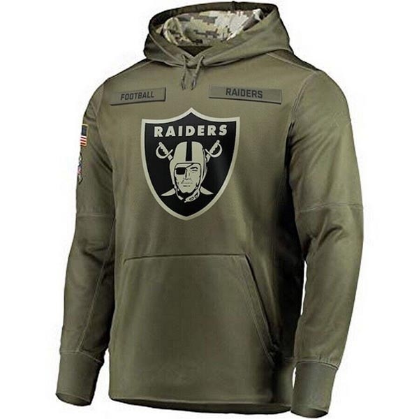 Men's Las Vegas Raiders Army Green Salute To Service Pullover Hoodie