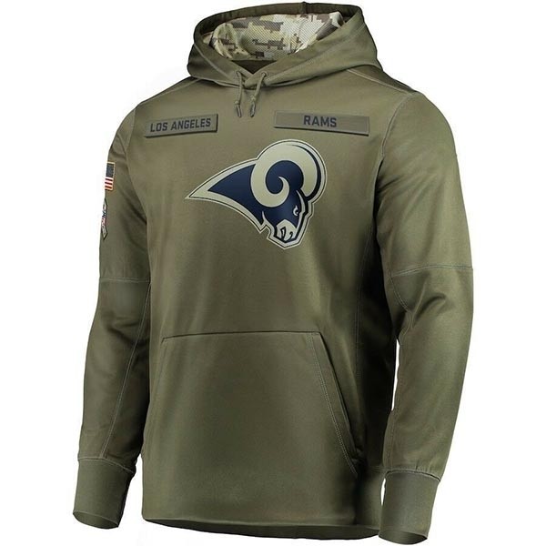 Men's Los Angeles Rams Army Green Salute To Service Pullover Hoodie