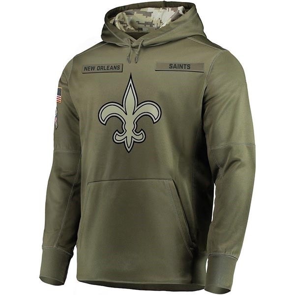 Men's New Orleans Saints Army Green Salute To Service Pullover Hoodie