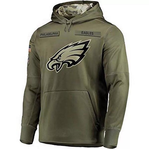 Men's Philadelphia Eagles Army Green Salute To Service Pullover Hoodie