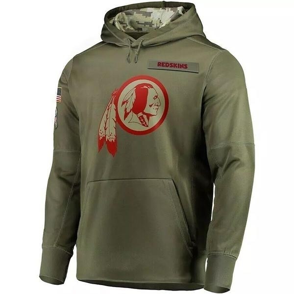 Men's Washington Redskins Army Green Salute To Service Pullover Hoodie