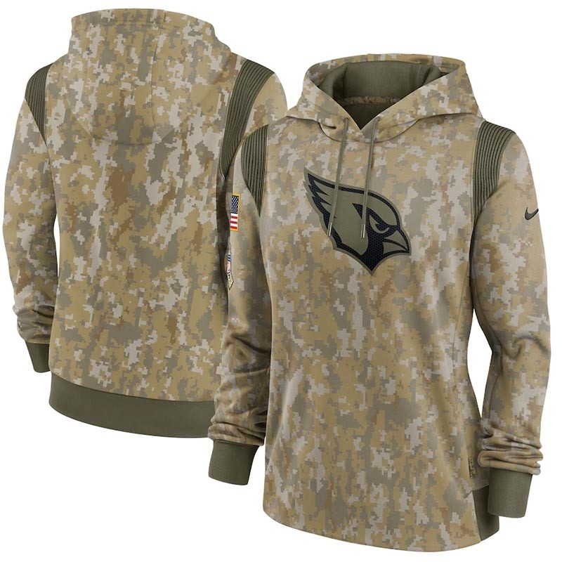 Women's Arizona Cardinals Nike Olive 2021 Salute To Service Therma Performance Pullover Hoodie