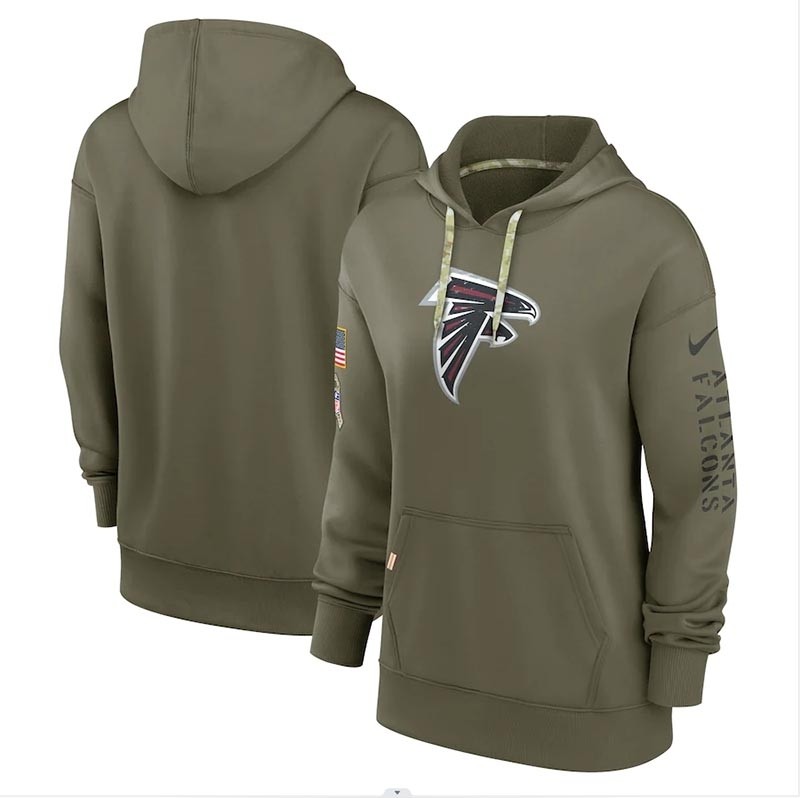 Women's Atlanta Falcons Nike Olive 2022 Salute To Service Performance Pullover Hoodie