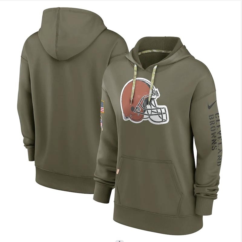 Women's Cleveland Browns Nike Olive 2022 Salute To Service Performance Pullover Hoodie