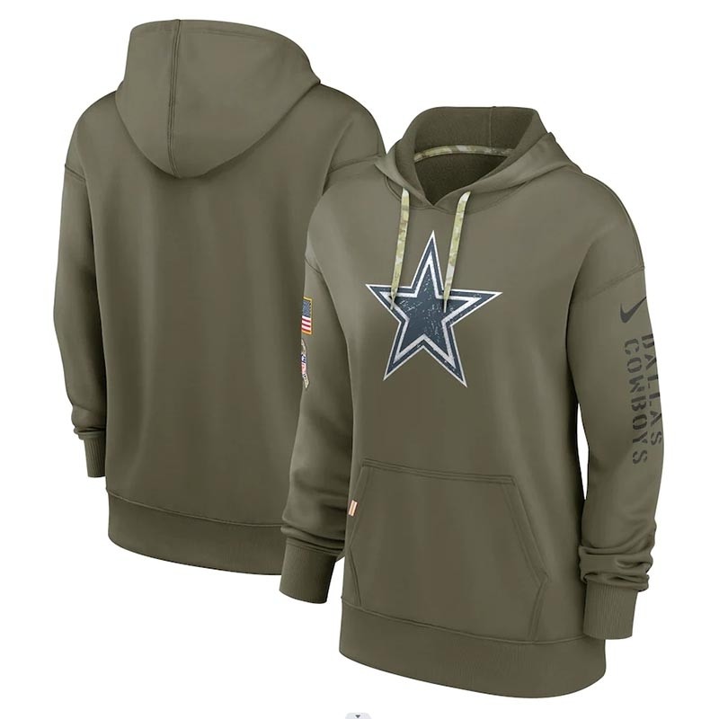 Women's Dallas Cowboys Nike Olive 2022 Salute To Service Performance Pullover Hoodie