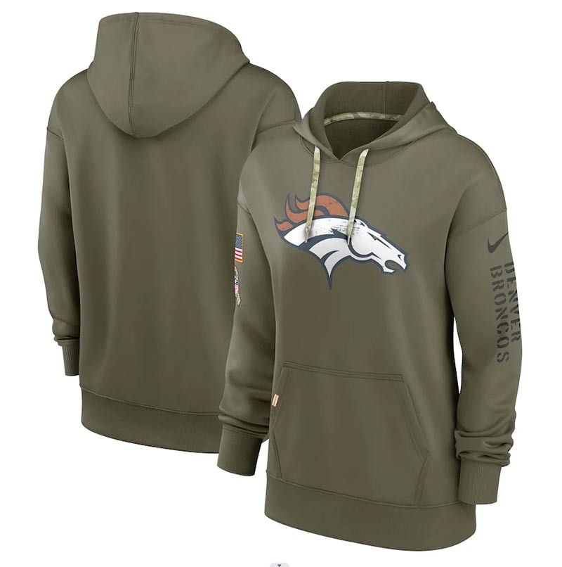 Women's Denver Broncos Nike Olive 2022 Salute To Service Performance Pullover Hoodie