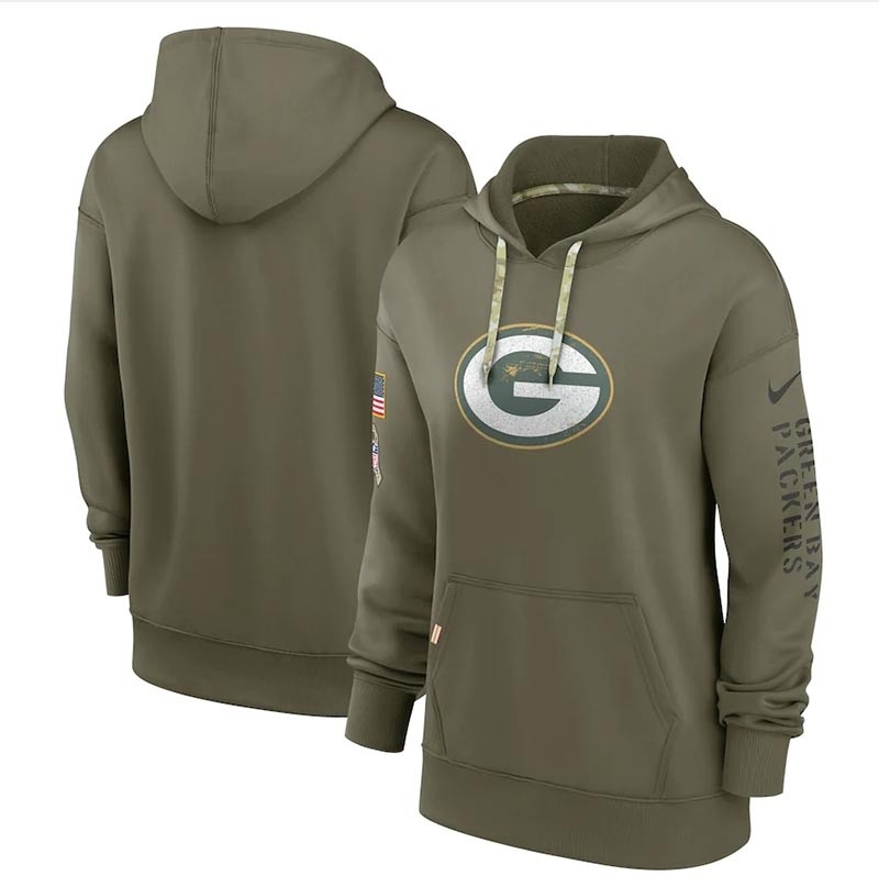 Women's Green Bay Packers Nike Olive 2022 Salute To Service Performance Pullover Hoodie