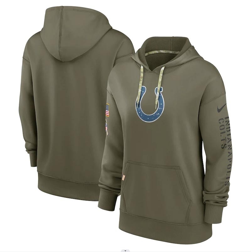 Women's Indianapolis Colts Nike Olive 2022 Salute To Service Performance Pullover Hoodie