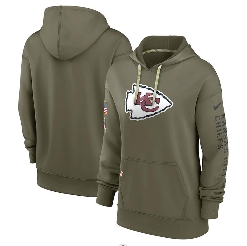 Women's Kansas City Chiefs Nike Olive 2022 Salute To Service Performance Pullover Hoodie