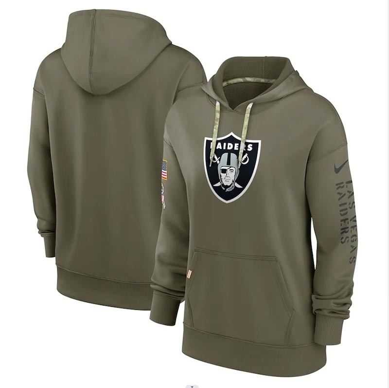 Women's Las Vegas Raiders Nike Olive 2022 Salute To Service Performance Pullover Hoodie