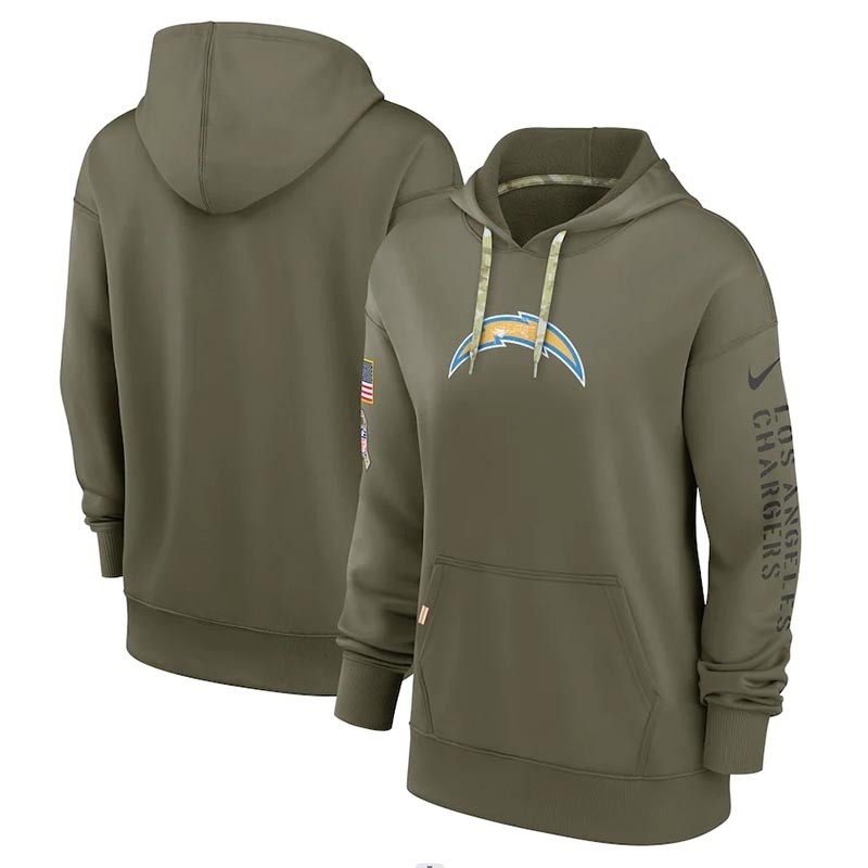 Women's Los Angeles Chargers Nike Olive 2022 Salute To Service Performance Pullover Hoodie