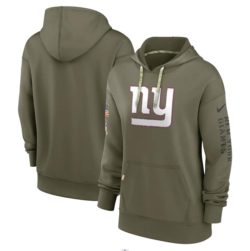 Women's New York Giants Nike Olive 2022 Salute To Service Performance Pullover Hoodie