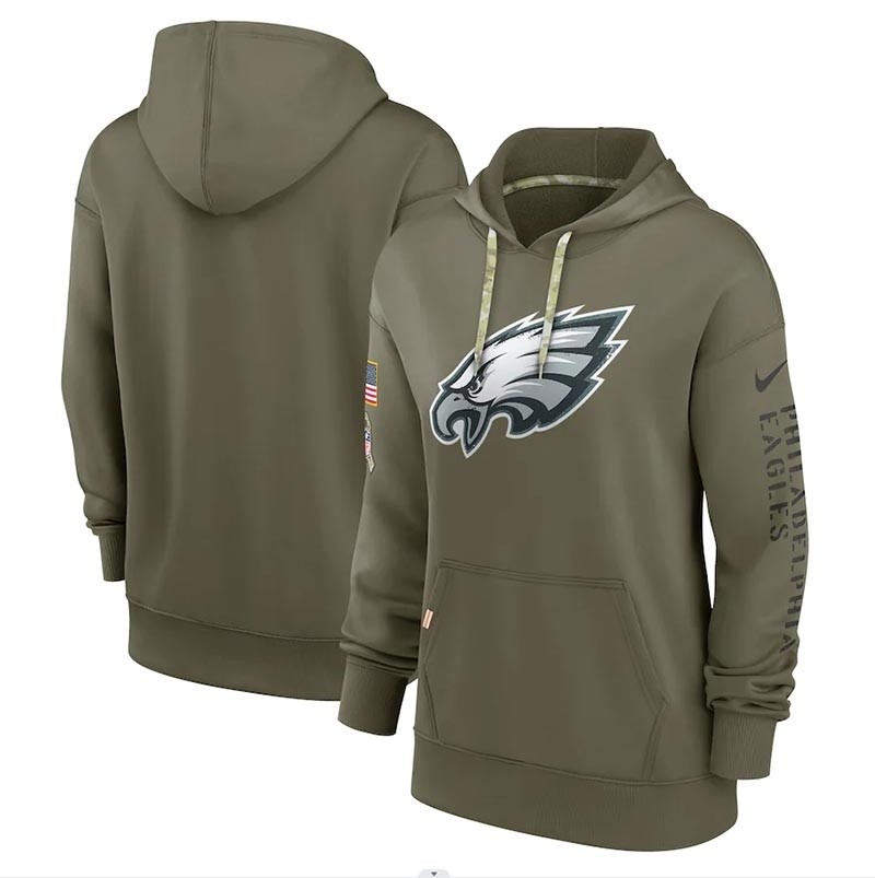 Women's Philadelphia Eagles Nike Olive 2022 Salute To Service Performance Pullover Hoodie