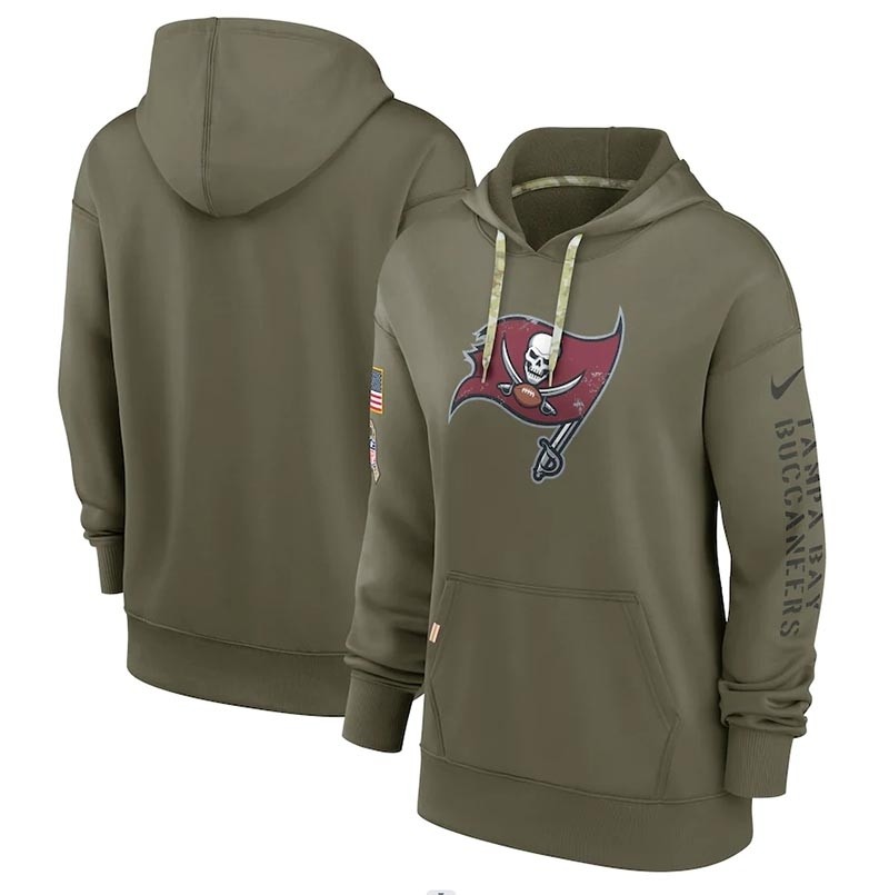 Women's Tampa Bay Buccaneers Nike Olive 2022 Salute To Service Performance Pullover Hoodie