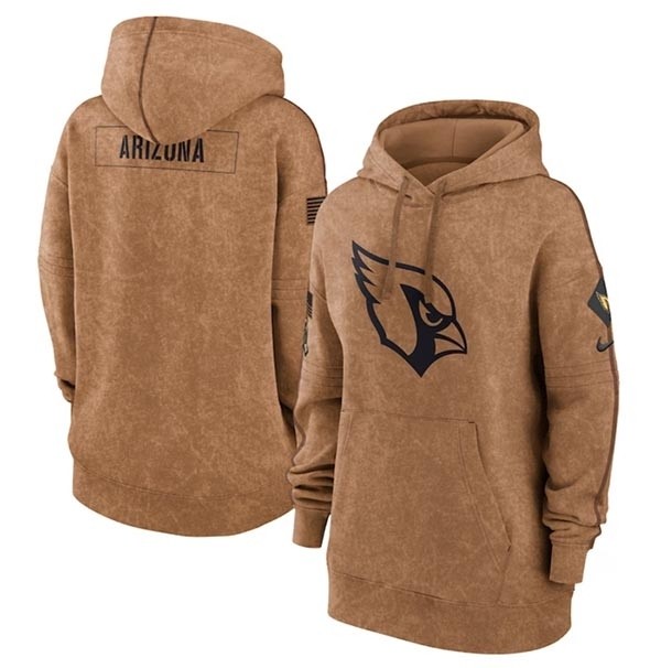 Women's Arizona Cardinals 2023 Brown Salute To Service Pullover Hoodie(Run Small)