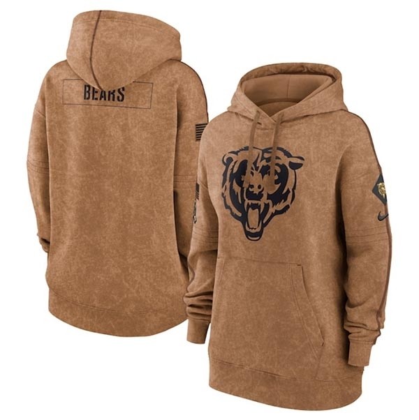 Women's Chicago Bears 2023 Brown Salute To Service Pullover Hoodie(Run Small)