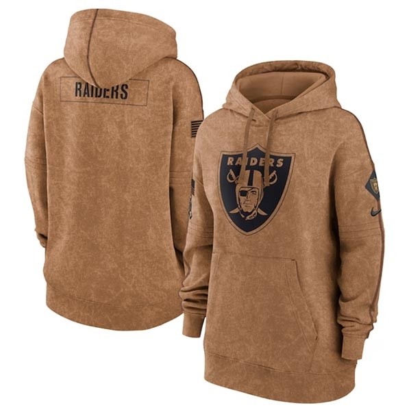 Women's Las Vegas Raiders 2023 Brown Salute To Service Pullover Hoodie(Run Small)