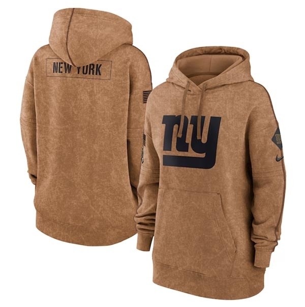 Women's New York Giants 2023 Brown Salute To Service Pullover Hoodie(Run Small)