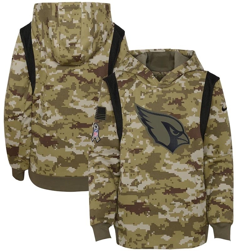 Youth Arizona Cardinals Nike Olive 2021 Salute To Service Therma Performance Pullover Hoodie