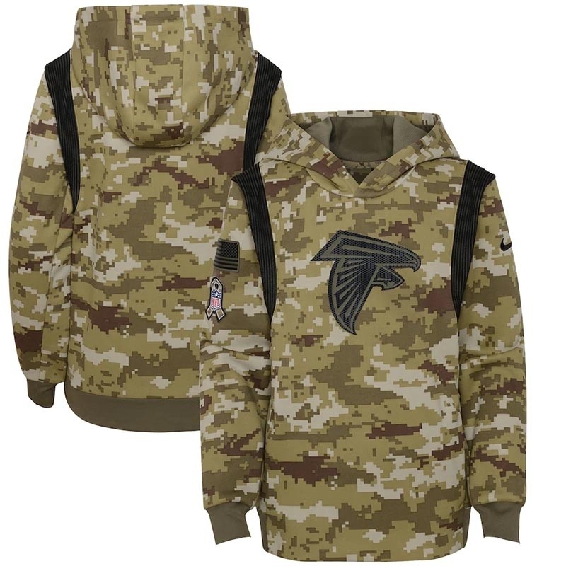 Youth Atlanta Falcons Nike Olive 2021 Salute To Service Therma Performance Pullover Hoodie