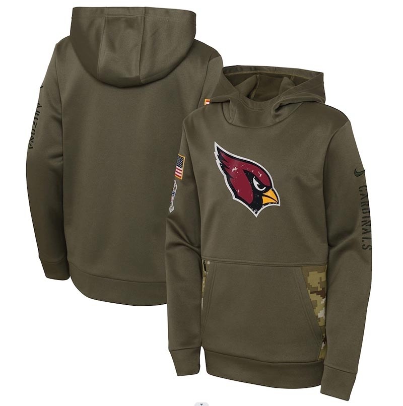 Youth Arizona Cardinals Nike Olive 2022 Salute To Service Performance Pullover Hoodie