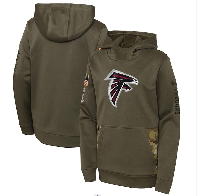 Youth Atlanta Falcons Nike Olive 2022 Salute To Service Performance Pullover Hoodie