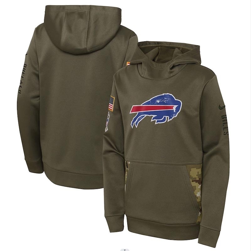 Youth Buffalo Bills Nike Olive 2022 Salute To Service Performance Pullover Hoodie