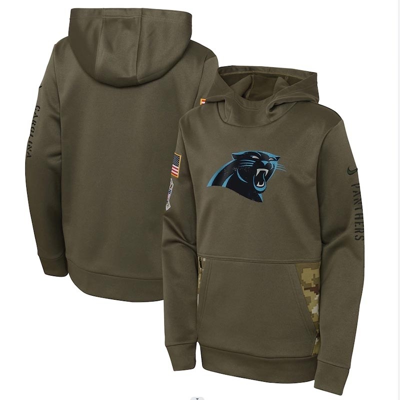 Youth Carolina Panthers Nike Olive 2022 Salute To Service Performance Pullover Hoodie