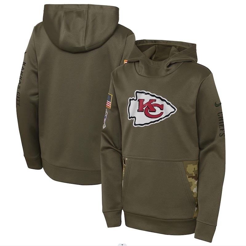 Youth Kansas City Chiefs Nike Olive 2022 Salute To Service Performance Pullover Hoodie