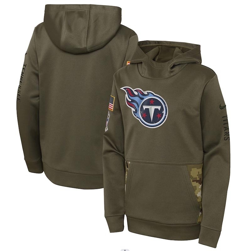 Youth Tennessee Titans Nike Olive 2022 Salute To Service Performance Pullover Hoodie