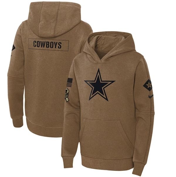 Youth Dallas Cowboys 2023 Brown Salute To Service Pullover Hoodie